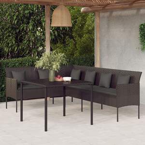 Conjunto de Comedor Grande para Jardín, Ratán PE Negro con Acero con Recubrimiento en Polvo, Muebles Elegantes para Exteriores - Product Image 1