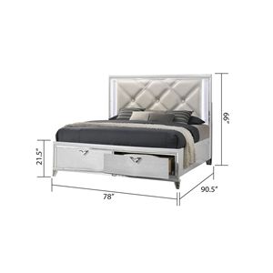 Letto King Size Moderno con LED e Maniglie a V, Mobili Imbottiti - Product Image 4