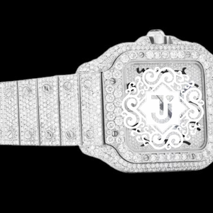 Reloj de pulsera de lujo para hombre con esfera analógica plateada, cuarzo, diamantes de moissanita VVS y diseño cuadrado con incrustaciones de circonitas blancas. - Product Image 4