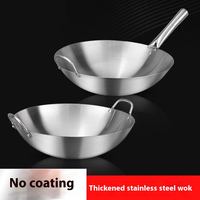 Wajan Bawah Lebar Tradisional Diameter Besar Tahan Suhu Tinggi Bahan Stainless Steel Kapasitas 20L Gagang Kayu Aman untuk Mesin Cuci Piring