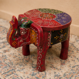Handmade Painted <b>Elephant</b> Shape Wooden Stool <b>Decorative</b> Home Furniture Figurine Animal Theme Craft - Product Image 2