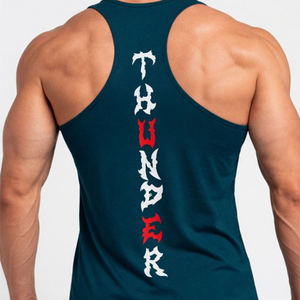 Solid Color Breathable Tank Top Custom Logo Ribbed Vests Knitted Fitness Gym Stringer <b>Singlet</b> <b>for</b> <b>Men</b> training workout session - Product Image 6