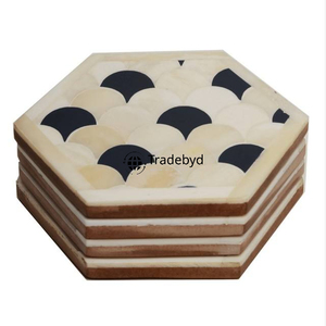 Sous-verre carré en os incrusté fait main 4x4 pouces, décoration de table élégante et luxueuse, disponible en différentes couleurs Tradebyd - Product Image 5