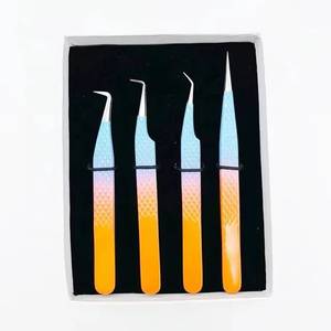 Juego de Pinzas Quirúrgicas para Pestañas Morje, Herramientas de Precisión de Acero Inoxidable, Puntas Dentadas/Serradas, 10 mm de Longitud, Degradado Naranja Azul - Product Image 5