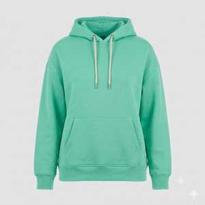 Sudadera con capucha personalizada de algodón grueso transpirable color verde aguamarina con bolsillo, sudadera de estilo urbano con mangas largas. - Product Image 1
