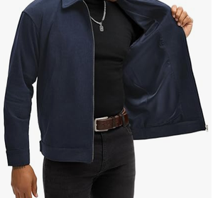 Blouson bomber en velours côtelé pour homme, fermeture éclair, style trucker vintage, avec poches et doublure - Product Image 4