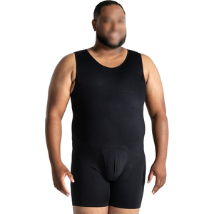 Unisex Compression Bodysuit Sleeveless Scoop Neck Solid Black Plus Size Seamless Sports <b>Jumpsuit</b> - Product Image 1