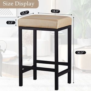 Modern Barstools Faux <b>Leather</b> Backless Counter <b>Stool</b> Bar Height Upholstered Island Chairs for <b>Kitchen</b> Bar or Home Use - Product Image 6