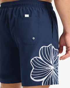 Short de bain décontracté pour homme, bleu marine, imprimé coquillage, séchage rapide, avec cordon de serrage à la taille et poches - Product Image 6