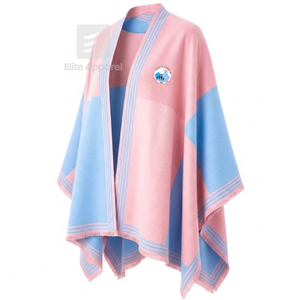 Capa tipo chal de Jack & Jill of America con logo bordado en la parte delantera, en bloques de color rosa y azul claro, para ropa griega unisex. - Product Image 2