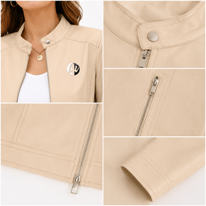 modern <b>woman</b> leather <b>jacket</b> with elegant finish <b>lightweight</b> comfort and versatile styling for casual office and evening outfits - Product Image 6
