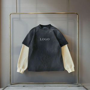 เสื้อเชิ้ตแขนยาวคอกลมผ้าวาฟเฟิลสำหรับผู้ชาย ผ้าคอตตอนผสม สวมใส่สบายๆ แบบเลเยอร์ - Product Image 5
