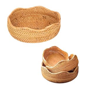 Premium Eco-friendly Handmade Wicker <b>BREAD</b> RATTAN <b>BASKET</b> / TRAY with Elegant Scalloped Edge for Home Organization - Product Image 1