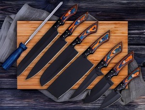 Ensemble de couteaux de chef en acier carbone forgé à la main avec manche en bois, finition satinée, longueur de 6 à 12 pouces, style artisanal, utilisation en cuisine, ambidextre - Product Image 4