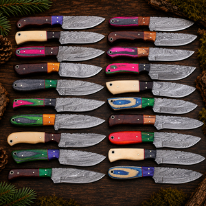 Couteau de chasse et de survie industriel en acier Damas, lame pleine longueur de 8 pouces, pointe tombante, manche en bois, ultra-affûté – Vente chaude - Product Image 1