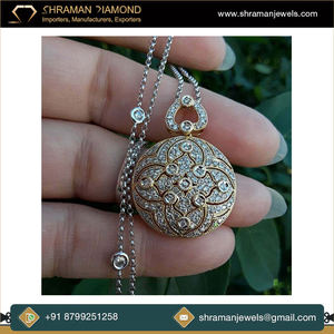 Trendy Designer Fine 10K <b>Solid</b> <b>Gold</b> Plated Moissanite Leaf Clover Flower Disc Charm <b>Pendant</b> Necklace Party Women Girls Gift - Product Image 4