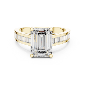 10K <b>Yellow</b> Gold Lab Grown Diamond Minimalist Classic Engagement Roseline Precision Ring Fiora Emerald Union Ring Emerald Ring - Product Image 1