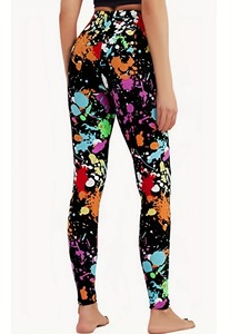 Leggings imprimés effet éclaboussures de peinture, taille haute, effet push-up, pour femme, idéal pour la gym et le fitness - Product Image 6
