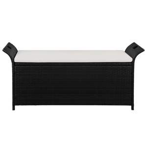 54.3\" Poly Rattan Black <b>Storage</b> <b>Bench</b> with <b>Cushion</b> - Product Image 2
