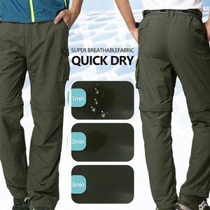 Pantalones Cargo Verde Oliva para Hombre, Estilo Workwear, Frente Plano, Múltiples Bolsillos, Cintura Elástica - Product Image 5