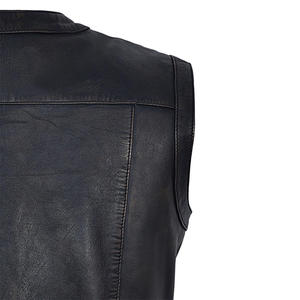 Gilet en cuir noir au design unique pour hommes, en véritable peau de mouton, style vintage Chris Pratt Jurassic World, avec plusieurs poches - Product Image 5