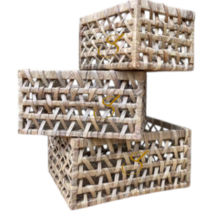 Élégance Naturelle : Ensemble de Paniers de Rangement Multi-usages en Jacinthe d'Eau - Faits à la Main - Product Image 4