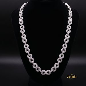 Luxury Iced Out Round Link Chain <b>Necklace</b> for Men and Women Hip Hop Diamond Look <b>Statement</b> Jewelry White Gold Plated Chain - Product Image 1