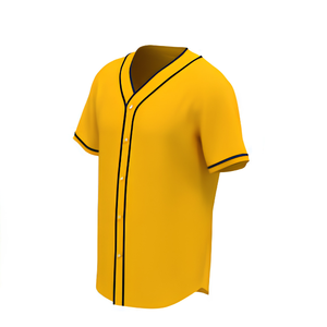 Maillot de baseball doré à rayures fines en maille 100 % coton, imprimé drapeau sur le devant, manches courtes, boutonné, personnalisable, fournisseur OEM en gros pour adultes - Product Image 3