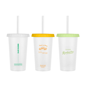 แก้วน้ำแบบแบน 530 มล. ปลอดสาร BPA เป็นมิตรกับสิ่งแวดล้อม ผลิตจากพลาสติก PP พร้อมหลอดดูด สามารถสกรีนโลโก้ได้ ใช้สำหรับเครื่องดื่มเย็น กาแฟ - Product Image 5