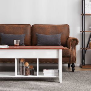 Tavolino da Caffè Moderno con Piano Sollevabile e Vano Nascosto, Arredamento Marrone e Bianco con Elegante Funzione di Sollevamento del Piano - Product Image 5