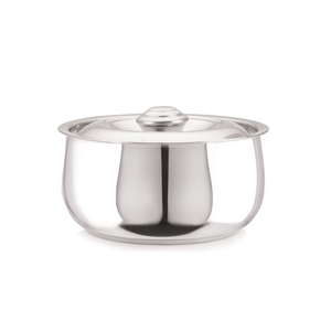 Casserole en acier inoxydable ronde avec couvercle en verre intégré, finition polie, casserole en acier inoxydable durable - Product Image 1