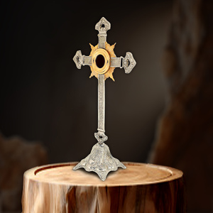 Monstrance avec support de relique plaqué or |   Ostensoir Eucharistique Bicolore – DOUBLE VEE EXPORTS - Product Image 2