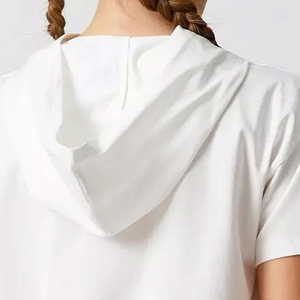 Women's White O-Neck Short Sleeve Logo Print Casual Loose Fit Nonwoven 100% Organic Cotton Breathable Eco-Friendly T-<b>Shirt</b> - Product Image 3