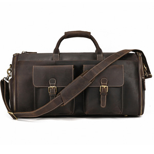 Sac de voyage rétro en cuir véritable pour homme, sac de week-end vintage, bagages en cuir véritable pour le dropshipping - Product Image 1