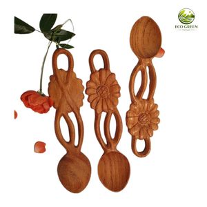 Ensemble de fourchettes et de cuillères en bois plaqué or rose, design zen asiatique durable, ensemble de jeu sensoriel Montessori écologique - Product Image 3