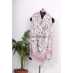 Floral Cotton Digital Print Solid Color Breathable Sarong Pareo Bikini Cover up Beach <b>Wrap</b> Scarf Lightweight Women Resort Wear - Product Image 5