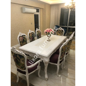 Luxury Handcrafted French Provincial 8 Seater <b>Dining</b> <b>Table</b> Set Ornate Carved <b>White</b> Antique Finish - Product Image 5