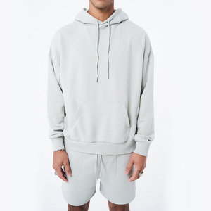 Conjuntos de 2 Piezas de Pantalones Cortos con Cordón y Sudadera con Bolsillo Delantero de Felpa Casual de Verano para Hombre con Logotipo Personalizado - Product Image 3