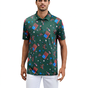 Polo imprimé pour homme, manches courtes, respirant, 100% polyester, style décontracté, tissu tissé - Product Image 5