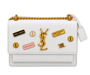 Sac à bandoulière en cuir véritable beige pour femme avec logo doré et fermoir à boucle, pochette et sac à main - Product Image 6