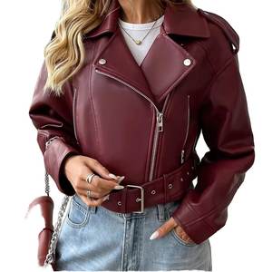Nouvelles vestes bomber en cuir véritable pour femmes, col zippé bordeaux, logo personnalisé, style vintage, hiver, respirantes et imperméables, vente en gros RTS - Product Image 1