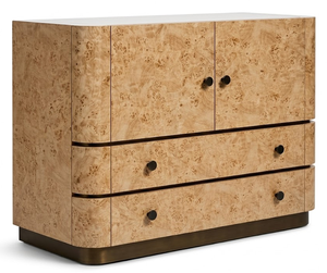 Aparador Moderno Nara de Madera Maciza de Mindi con Chapa de Madera Mappa y Cubierta de Piedra Calacata Brillante para Sala de Estar y Hotel de Lujo - Product Image 3