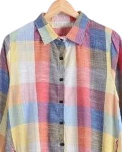 Vestido Camisero Largo a Cuadros Multicolor Personalizado para Mujer, Estilo Túnica Casual con Botones, Corte Holgado y Oversize, Ideal para Otoño y Primavera - Product Image 4