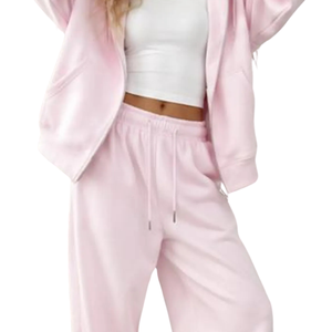 Women Fleece <b>Full</b> <b>Zip</b> <b>Hoodie</b> Tracksuit Set Relaxed Fit Hooded Sweatshirt Jogger Trousers Casual Winter Two Piece Outfit - Product Image 6