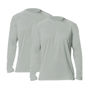 Haut de sport unisexe à manches longues gris clair, séchage rapide, respirant, en polyester écologique, pour adulte, protection UPF50+ - Product Image 1