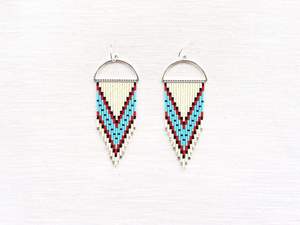 Round <b>Red</b> <b>Beaded</b> Earrings with Sequin Embroidery Inside Hand Made Embroidery Classic Earrings for Women - Product Image 3