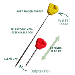 NOUVEAU DESIGN Stylo Gel Nicher EXTENSIBLE en Plastique Souple, à Commande par Geste de Main (High-Five), pour Étudiants, Fêtes, Bureau, Nouveauté, Encre Bleue/Noire - Product Image 4