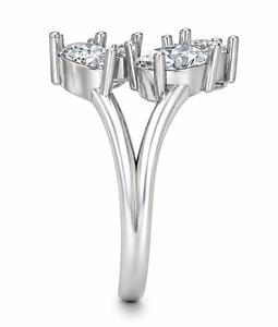 Anillo de Compromiso y Boda de Plata 925 con Cuatro Piedras de Diamante Corte Pera y Baño de Rodio para Mujer, Elegancia y Lujo - Product Image 4