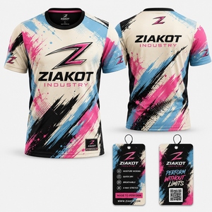 ZIAKOT industry New design Men's Custom White Light Blue Black-Pink Performance <b>T</b>-<b>Shirt</b> - Product Image 1