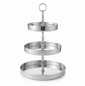 Premium 3-Tier Stainless Steel <b>Cake</b> <b>Stand</b> With Silver Finish Reusable Multi-Layer Display For Elegant Wedding Events And Gifts - Product Image 1